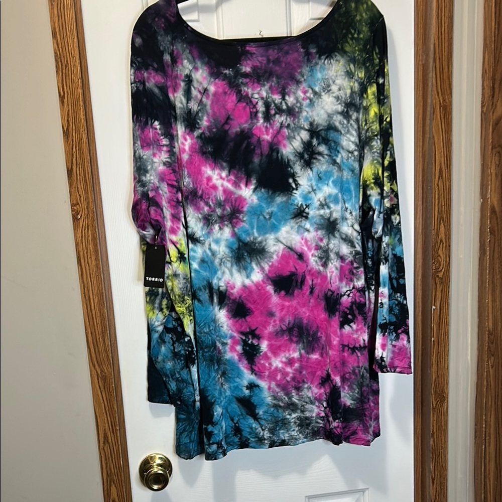 Torrid Pink and Blue Oversized Long Sleeve Tunic NWT 4X - Picture 6 of 6